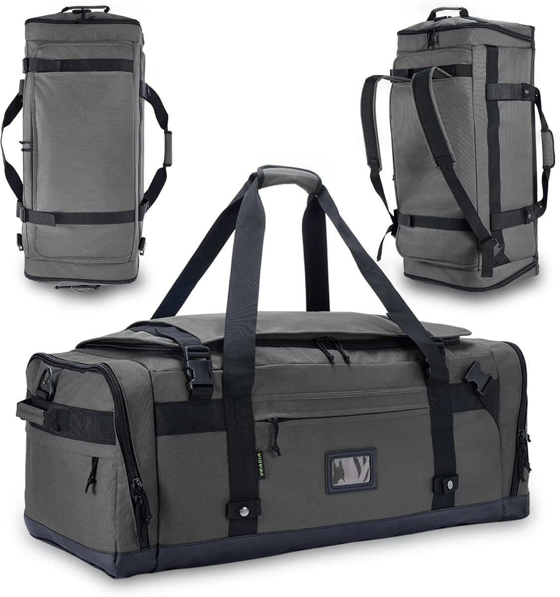 Bolsa de lona grande para viajar - Hombre y mujer, mochila de lona plegable para gimnasio, bolsas de lona de lona militar tácticas resistentes, bolsa de transporte extra grande con bolsillos para zapatos, impermeable (80L/103L)