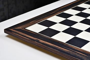 Deluxe Wooden Chess Board Black Dyed Poplar & White Erable, 22 Matte Finish | 55 mm Squares | Premium Luxury Board for Collectors & Players