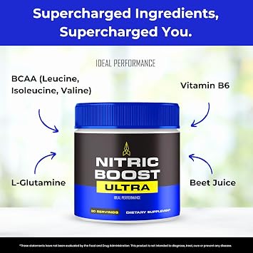 Nitric Boost Ultra Powder, NitricBoost Official Formula to Support Energy Levels and Blood Flow - Maximum Strength, Nitric Booster Ultra BCAA, NitricBoost Ultra Powder Support Reviews (1 Pack)
