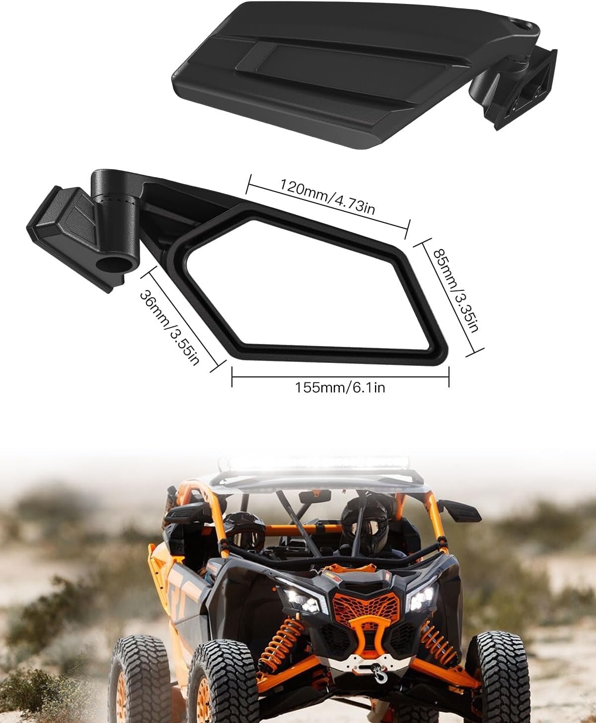 Adjustable Side Mirrors for Can-Am Maverick X3, UTV Rear View Mirrors Folding Clear Rearview Mirror Compatible with Can Am Maverick X3 2017-2026 Accessories 1Pair Replace 715002898