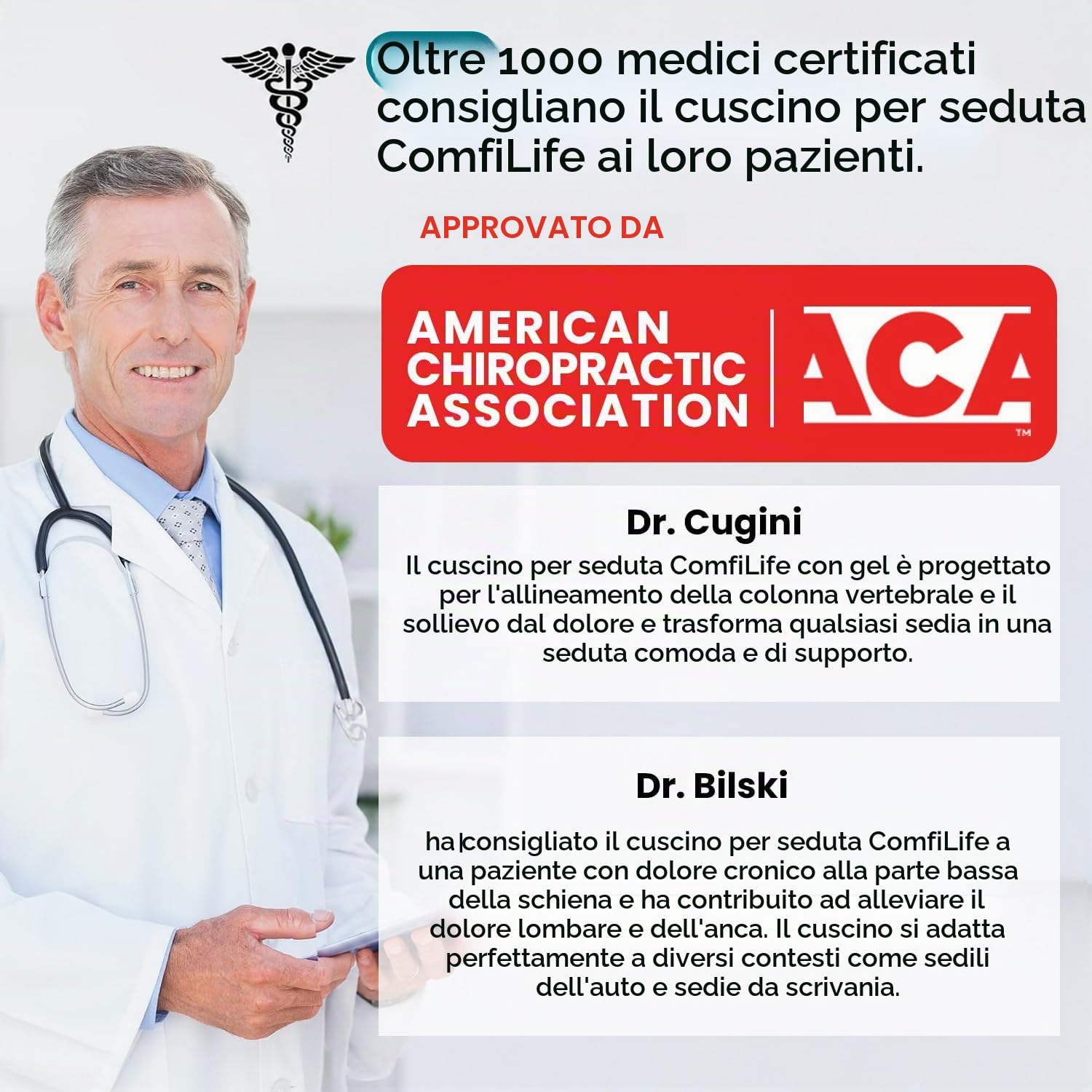 ComfiLife Cuscino antiscivolo in memory foam per coccige, per alleviare il mal di schiena, supporto per coccige, sciatica, postura sana, sedia da ufficio, seggiolino auto, viaggi, guida, sedia a