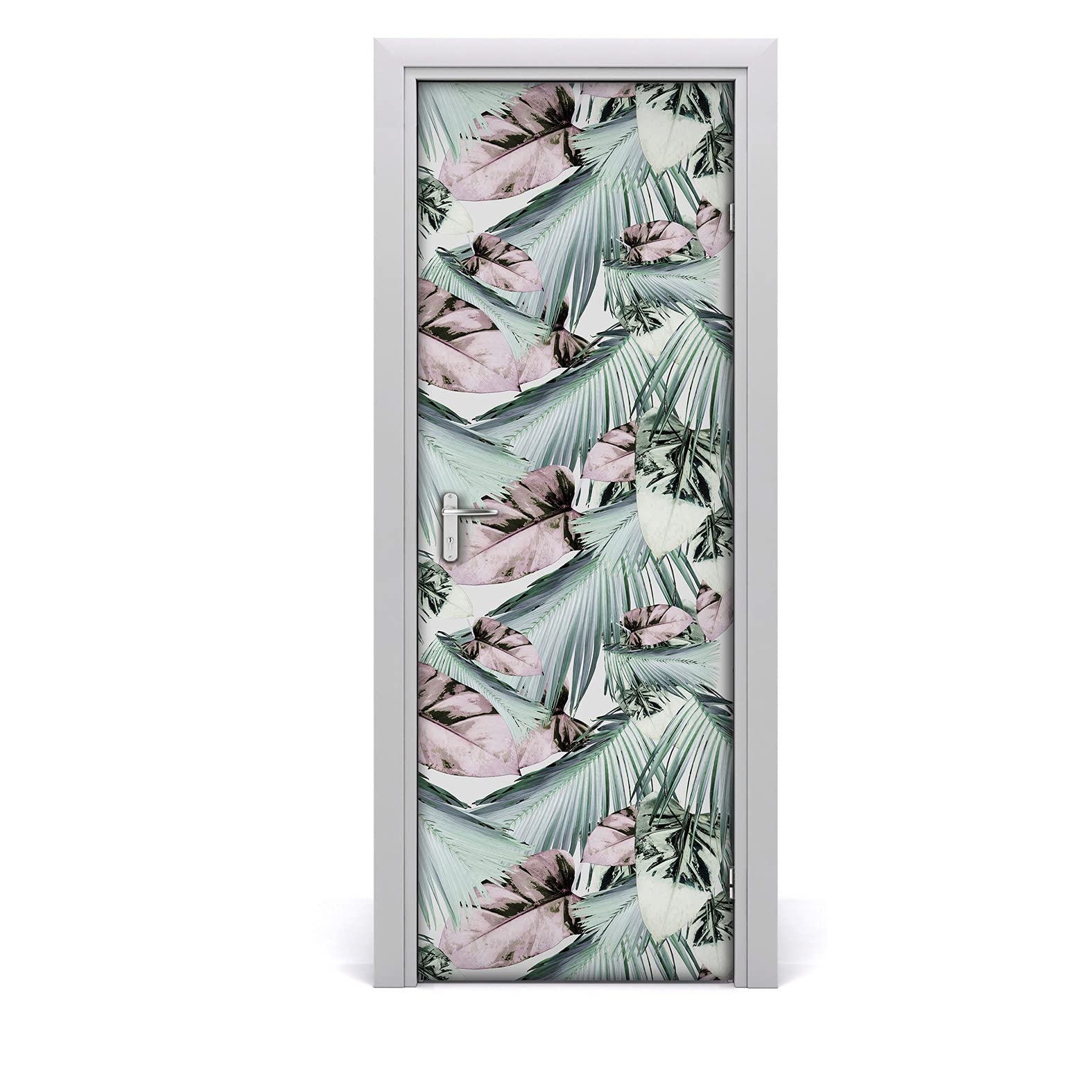 Papier peint sur la porte haut de gamme décoration murale Feuille pâle 85x200