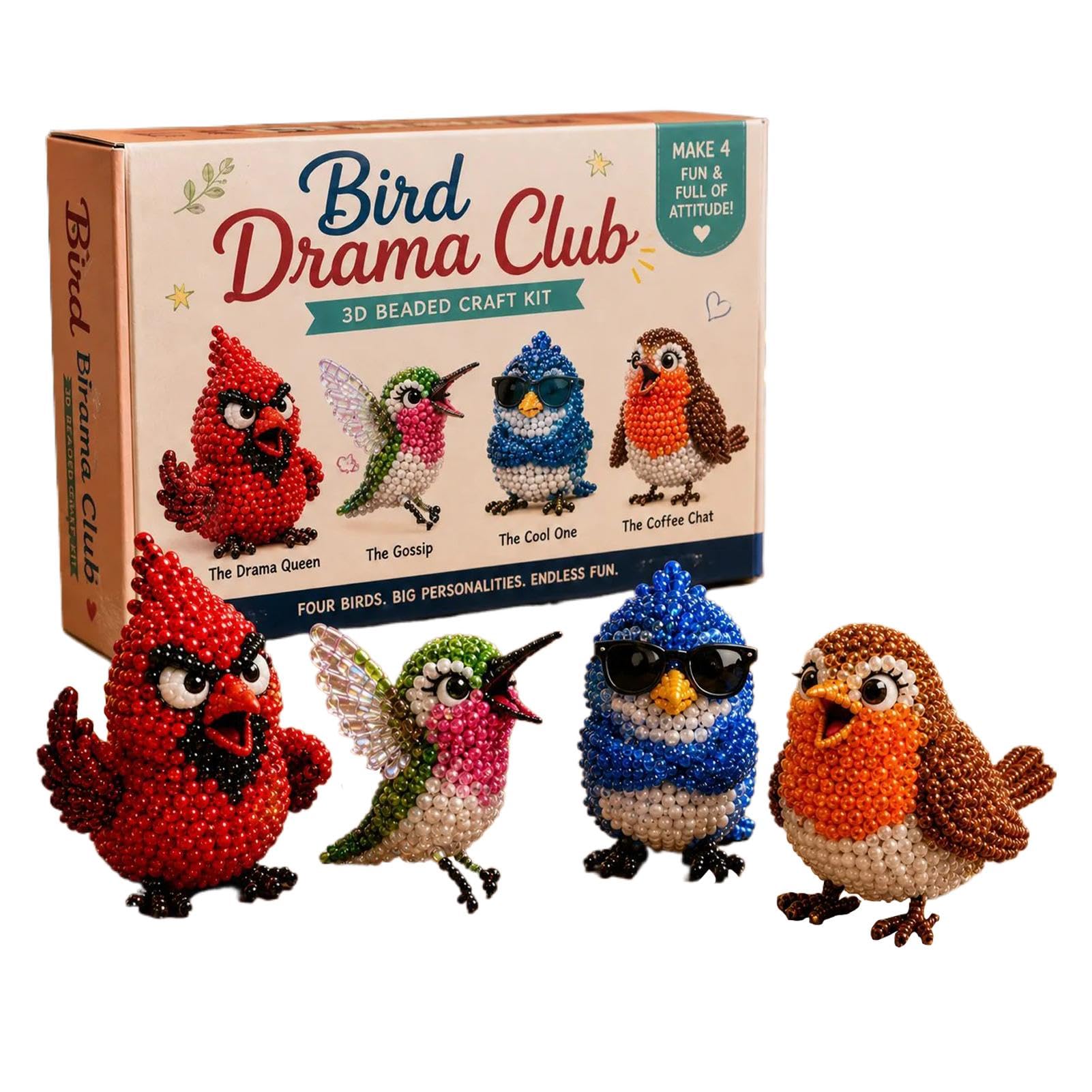 Hamosky 3D Beaded Animal DIY Kit, Handmade 3D Beadwork Art Craft Set, DIY Animals Beadwork Craft Kits,Beginner Friendly Craft Kit with Step-by-Step Instructions for Teenss (Bird DIY Kit-B)