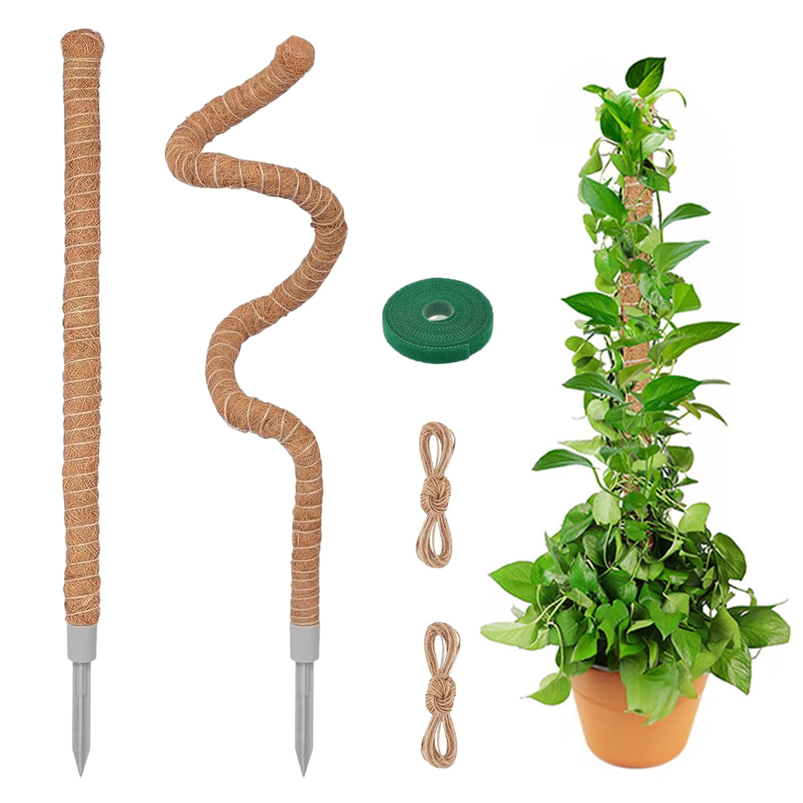 BaiDrivora Moss Pole – 2 Pack Bendable Plant Supports for Indoor Plants, 120cm & 60cm Coco Coir Pole, Flexible Monstera Support Stakes for Climbing Plants, DIY Potted Houseplants Grow Upwards