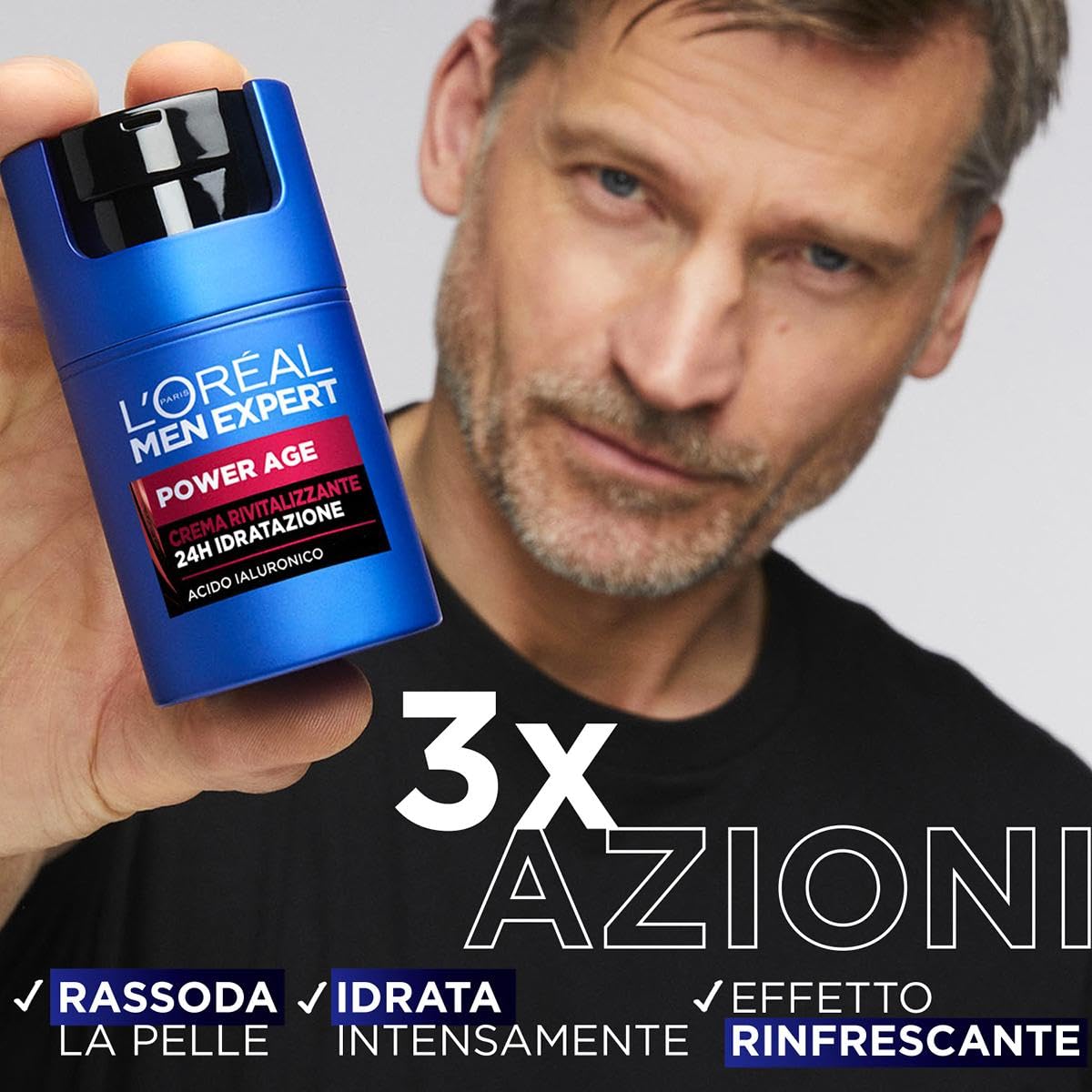 L'Oréal Paris Men Expert, Crema Rivitalizzante Power Age, 24H Idratazione, Con Acido Ialuronico, 100 ml