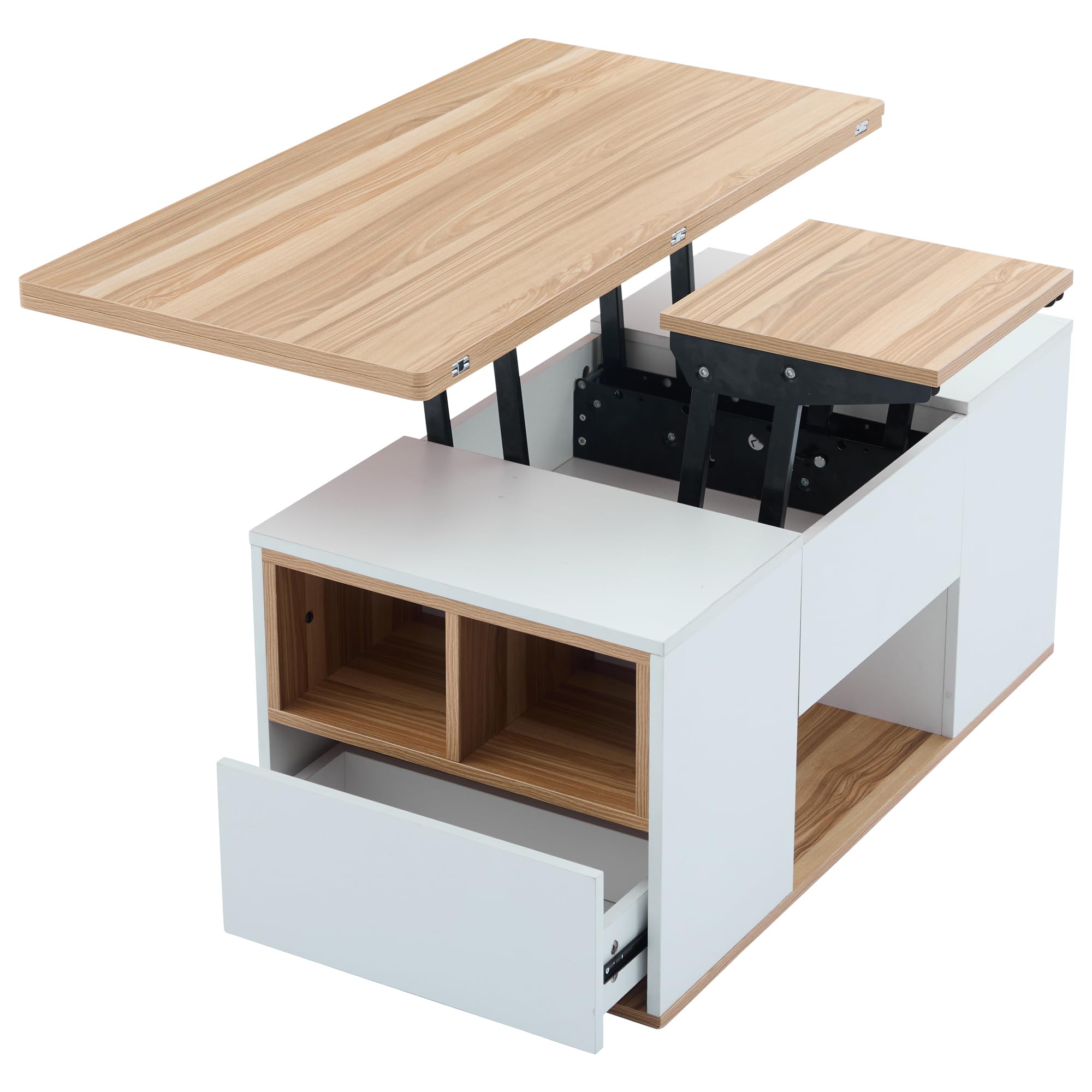 Mesa de Centro Elevable, Mesa Extensible, Multifuncional 3 en 1 con Almacenamiento Oculto,Gran Capacidad, Muebles Modernos para salón y Oficina, Mesa de Ocio multifunción,100x51x47cm,Blanco