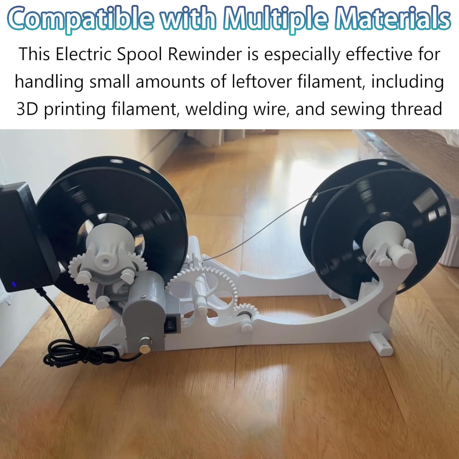 3D-Filament-Respooler, 1 kg Kapazität, gleichmäßiges Aufwickeln ohne Verheddern, Smart Start/Stop, Universal für PLA ABS PETG Filament