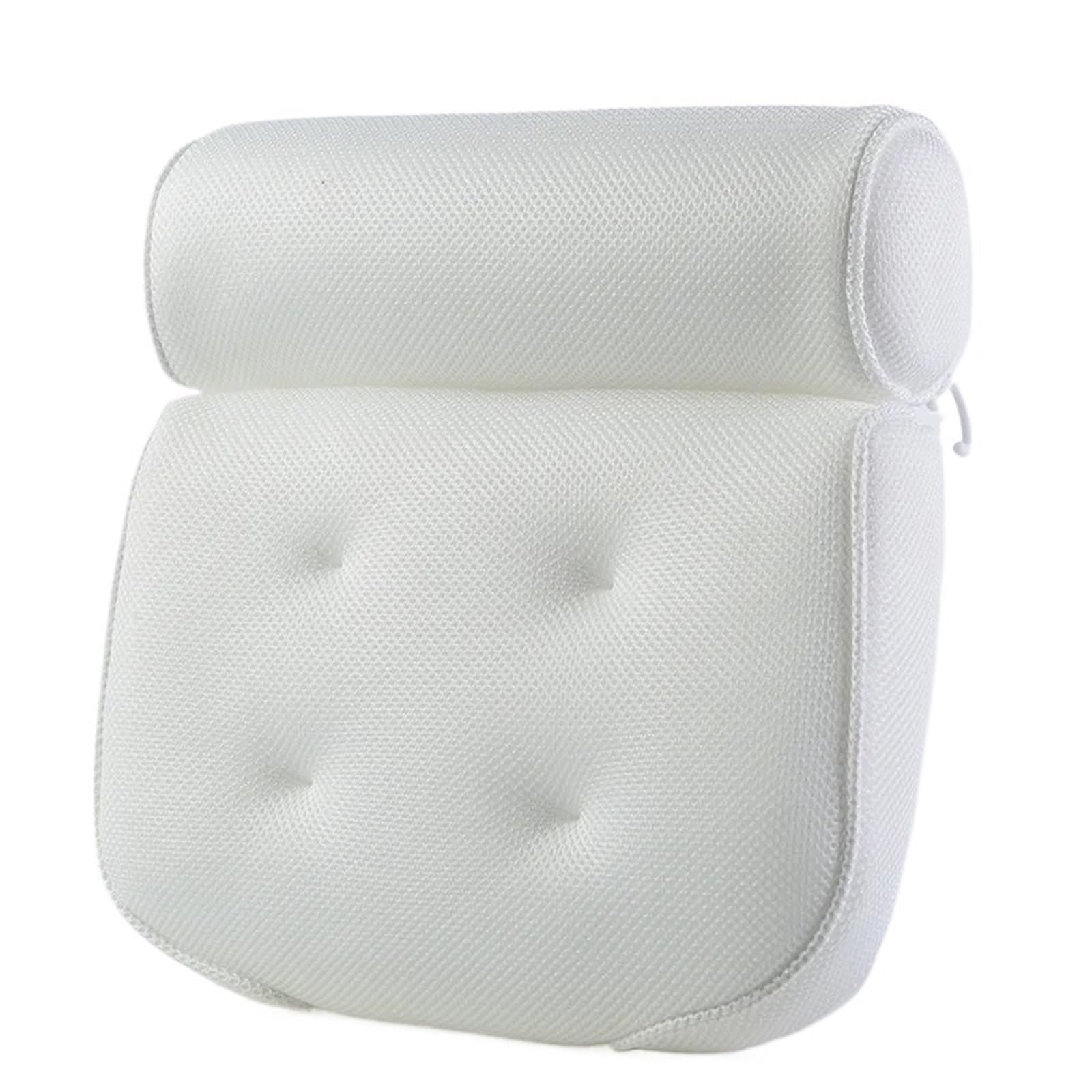 Bath Pillow 3D Bathtub Pillow With 6 Suction Cups Bath Cushion Square(White)
