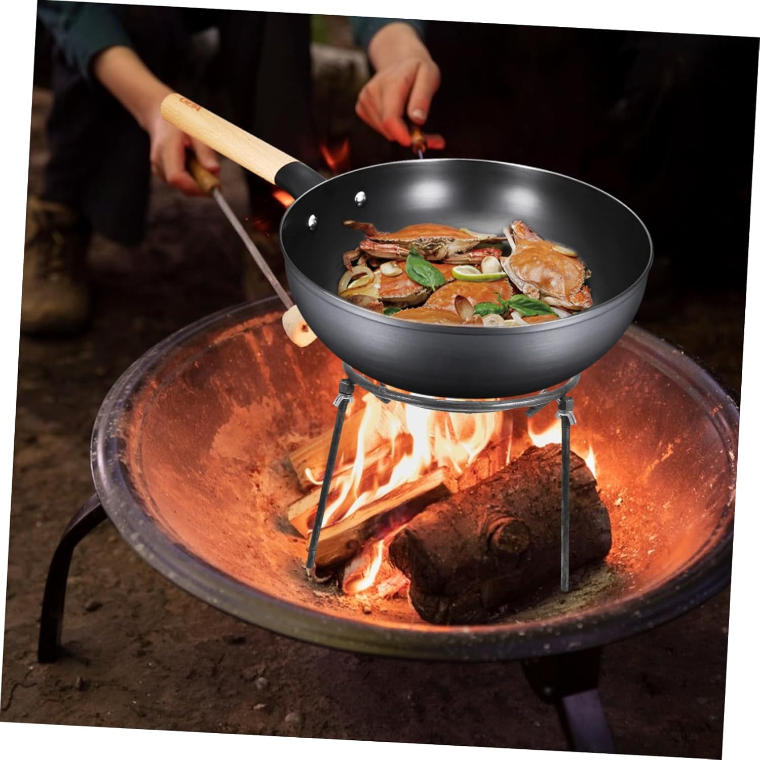 MERRYHAPY Outdoor Tripod Grill Cooking Rack Detachable Tripod for Campfire BBQ Versatile Cooking Options for Grilling Boiling and Simmering Compact and Portable Design