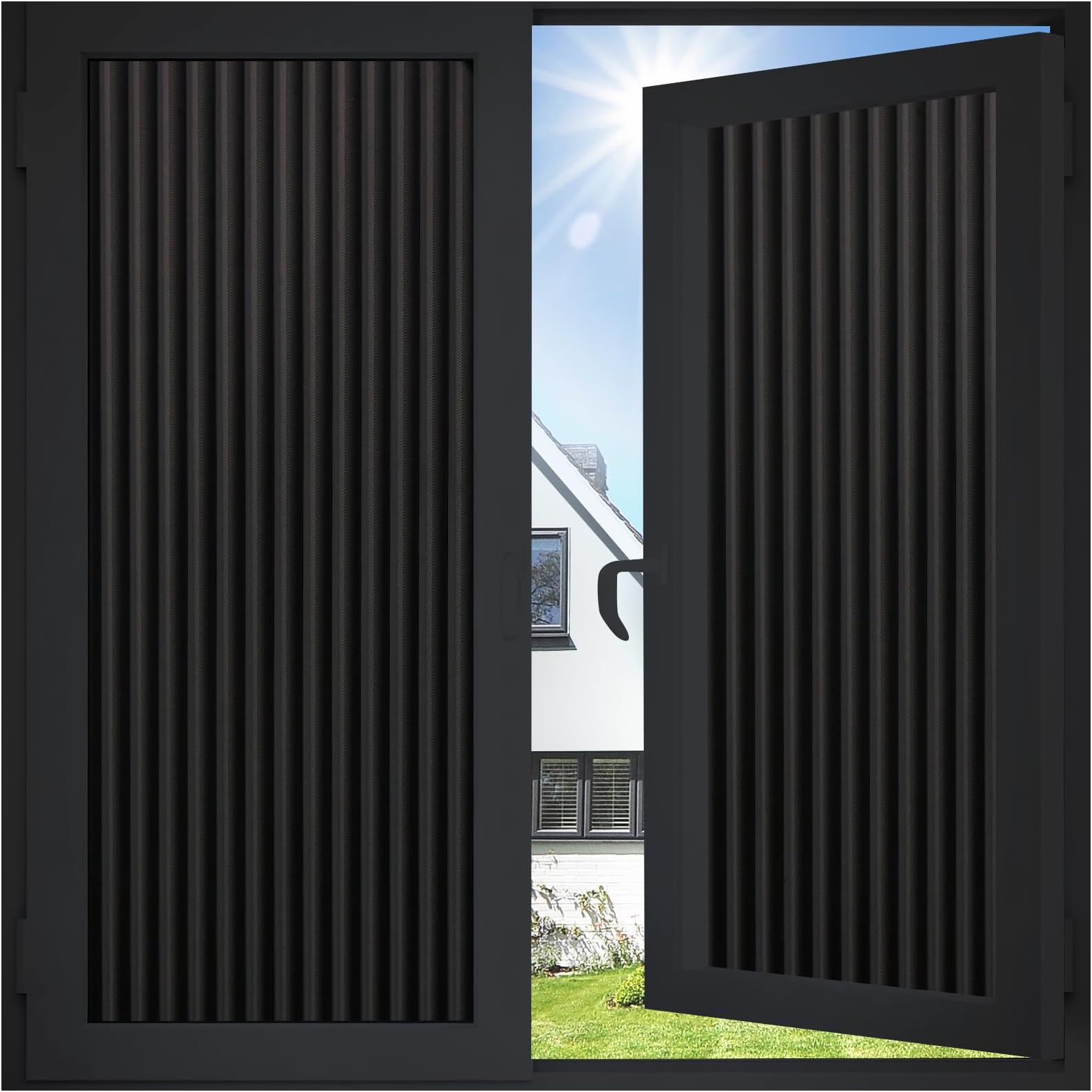 Coavas 100% Blackout Window Film Blackout Window Cover Home Window Tint Film Sun Blocking Heat Control Window Film Removable No Glue, 23.6 x 78.7 Inch