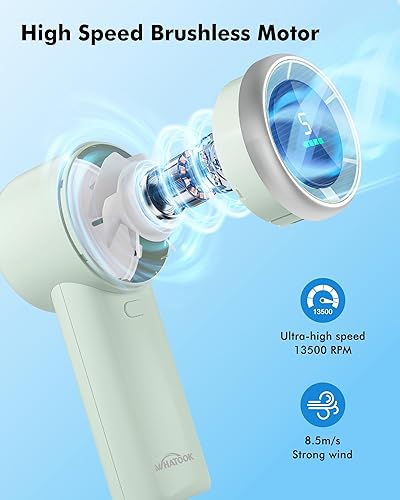 Miniatura 2 de WHATOOK - Miniventilador portátil de mano, enfriamiento de alta velocidad, batería de 10 horas de duración, recargable por USB, pequeño, esenciales