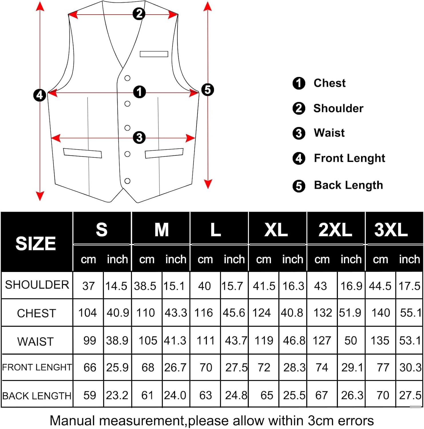 DiBanGu Men's Formal Suit Vest Solid Business Vest Slim Fit V-Neck Dress Waistcoat for Suit or Tuxedo Wedding Party - Image 3