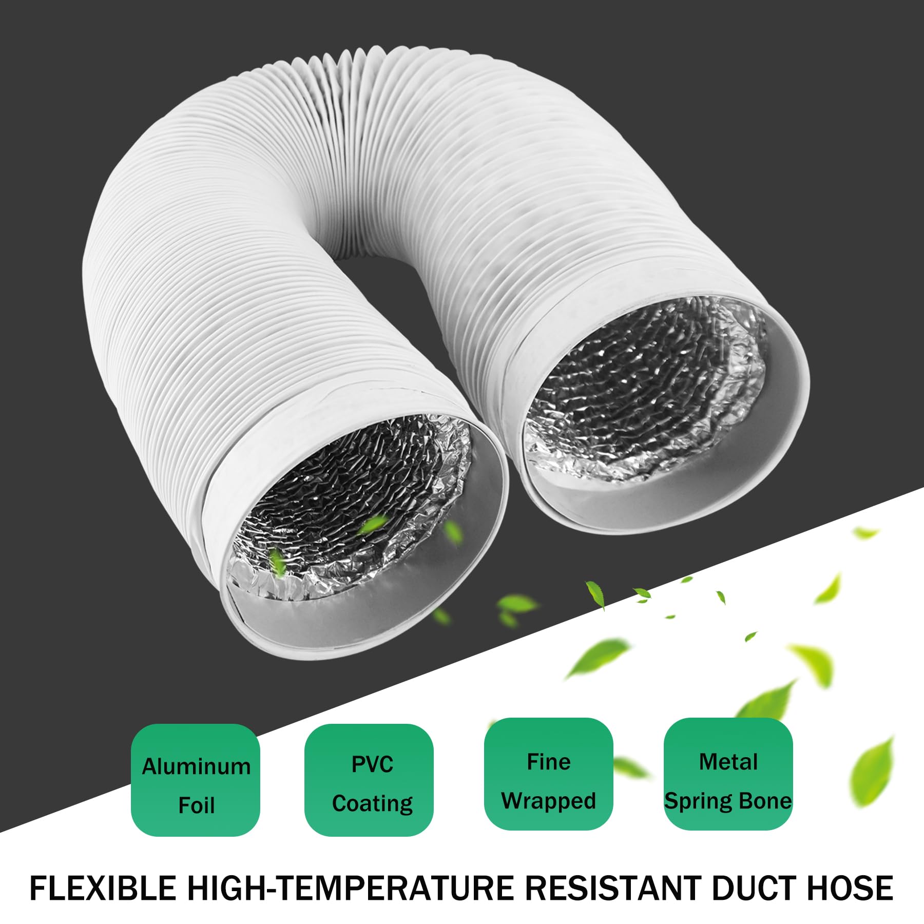 Moonjor - Tubo di ventilazione flessibile in alluminio, 100 mm, 2 metri, colore: bianco