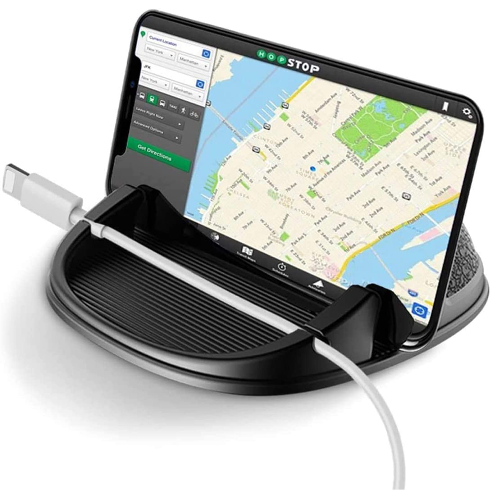 Support Téléphone Pour Tableau De Bord Voiture - Réglable, Antidérapant Avec Organisateur De Câble, Noir