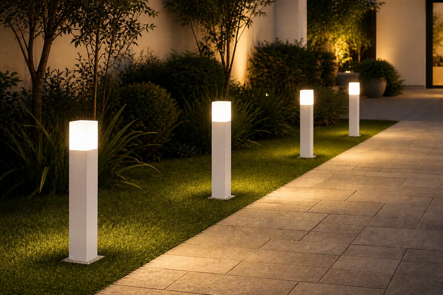 Lampioncino da Giardino E27 Bianco 74 cm Paletto Luce Esterno Moderno per Vialetti e Ingressi Attacco E27 Alluminio Diffusore Opaco IP44 (Bianco)