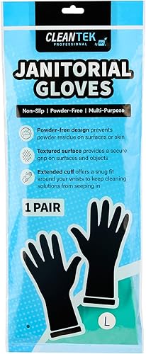 Miniatura 14 de Restaurantware Guantes de limpieza verdes, 10 pares de guantes de nitrilo de 15 mil de grosor, grandes, resistentes, con puño largo, forro de