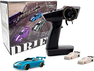 FLYCOLOR Turbo Racing C63 1:76 Scale Drift RC Car with Gyro Mini Full Proportional RTR 2.4GHZ Remote Control with 2 Replaceable Body Shell(Lake Blue)