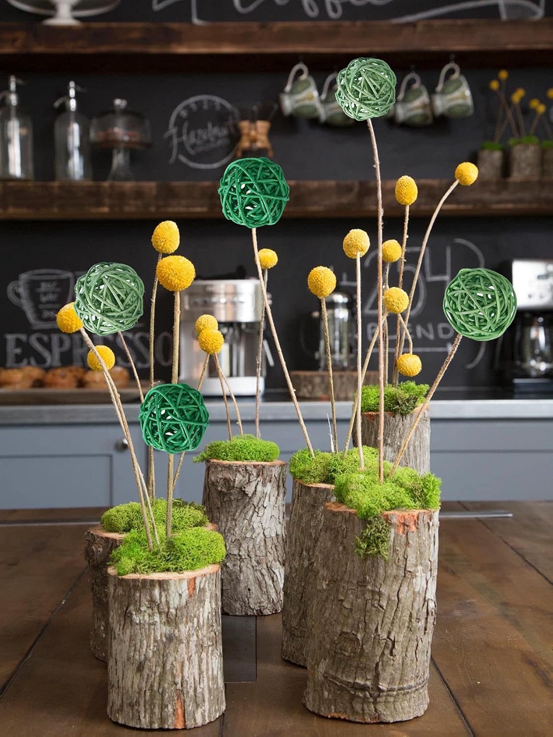 Byher Decorative Ball Wicker Rattan Ball for Bowls, Vase Fillers Home Decor (Woodland Green, Small - 2Inch) : Home & Kitchen