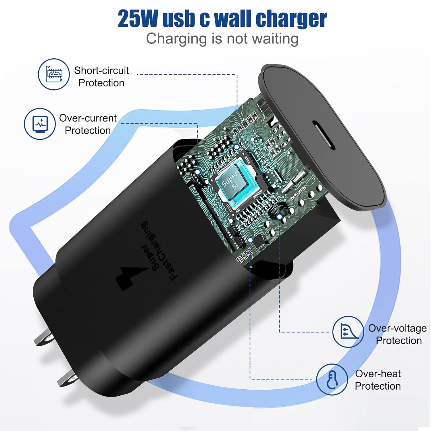 2 in1 Samsung Watch Charger,25W USB C Fast Charger Compatible with Galaxy Watch 8/7/6/6 Classic/5 Pro/5/4 /4 classic/3/Active2/1 and GalaxyS25/24/S23 /S22/21 Note/Z Fold 7(5ft) - Image 6
