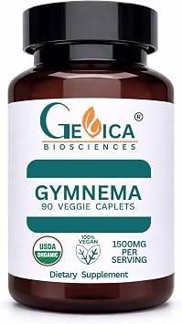 Gymnema Sylvestre Supplement USDA Organic, 1500 mg per Serving, No Extract, NPOP & BioAgriCert Certified, 90 Vegan Caplets