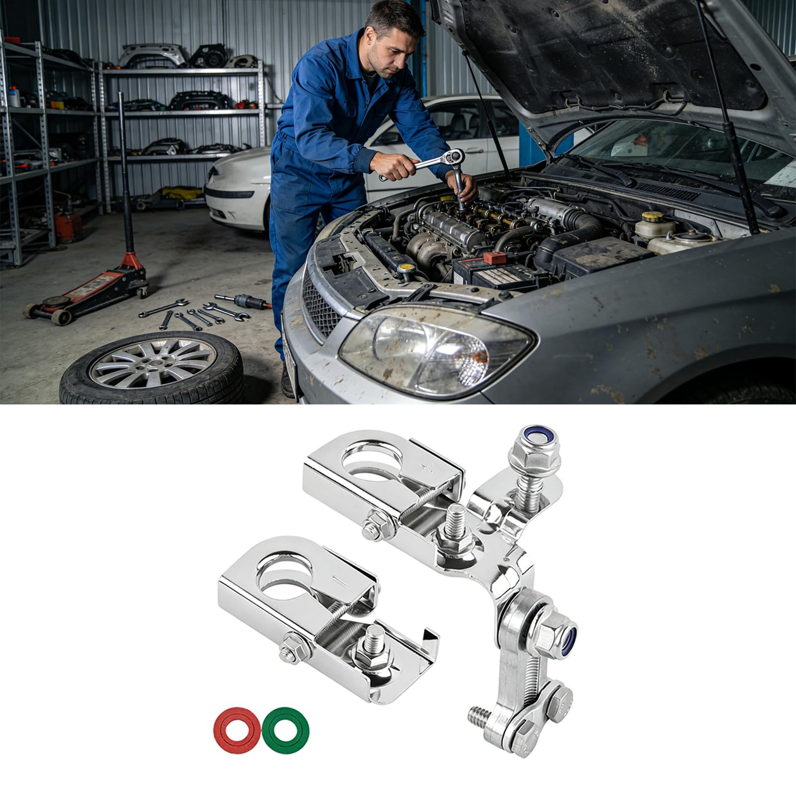 Connettori per batteria moto con rondelle in feltro, morsetti terminali in ottone cromato per batterie superiori auto e camion utilizzare connettori terminali morsetto superiore