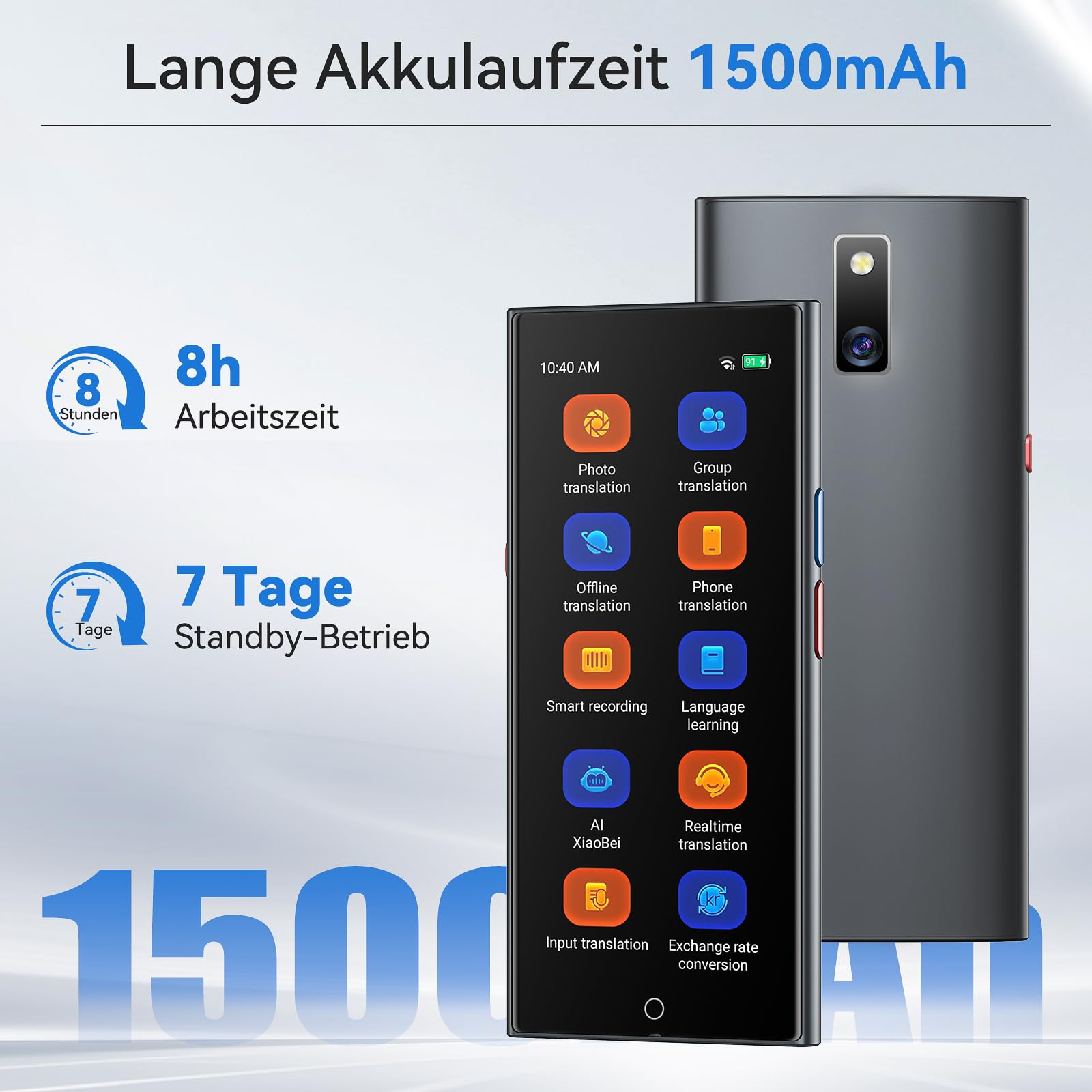 Sprachübersetzer Gerät, 150 Sprachen AI Online Offline Übersetzung, 5,5" HD Bildschirm