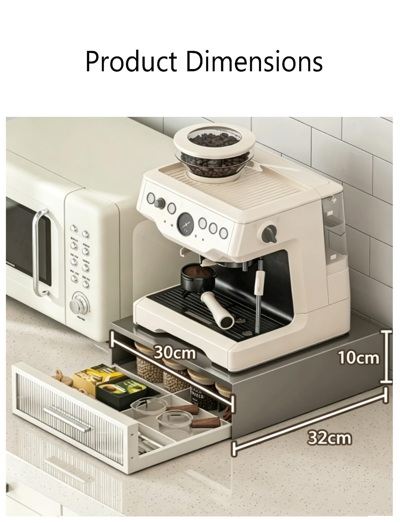 Este Organizador de cápsulas de café de sobremesa con Tapa, Estante de Almacenamiento extraíble para la Base de la cafetera para cápsulas de café, bolsitas de té (Leche, 6 Compartimentos)