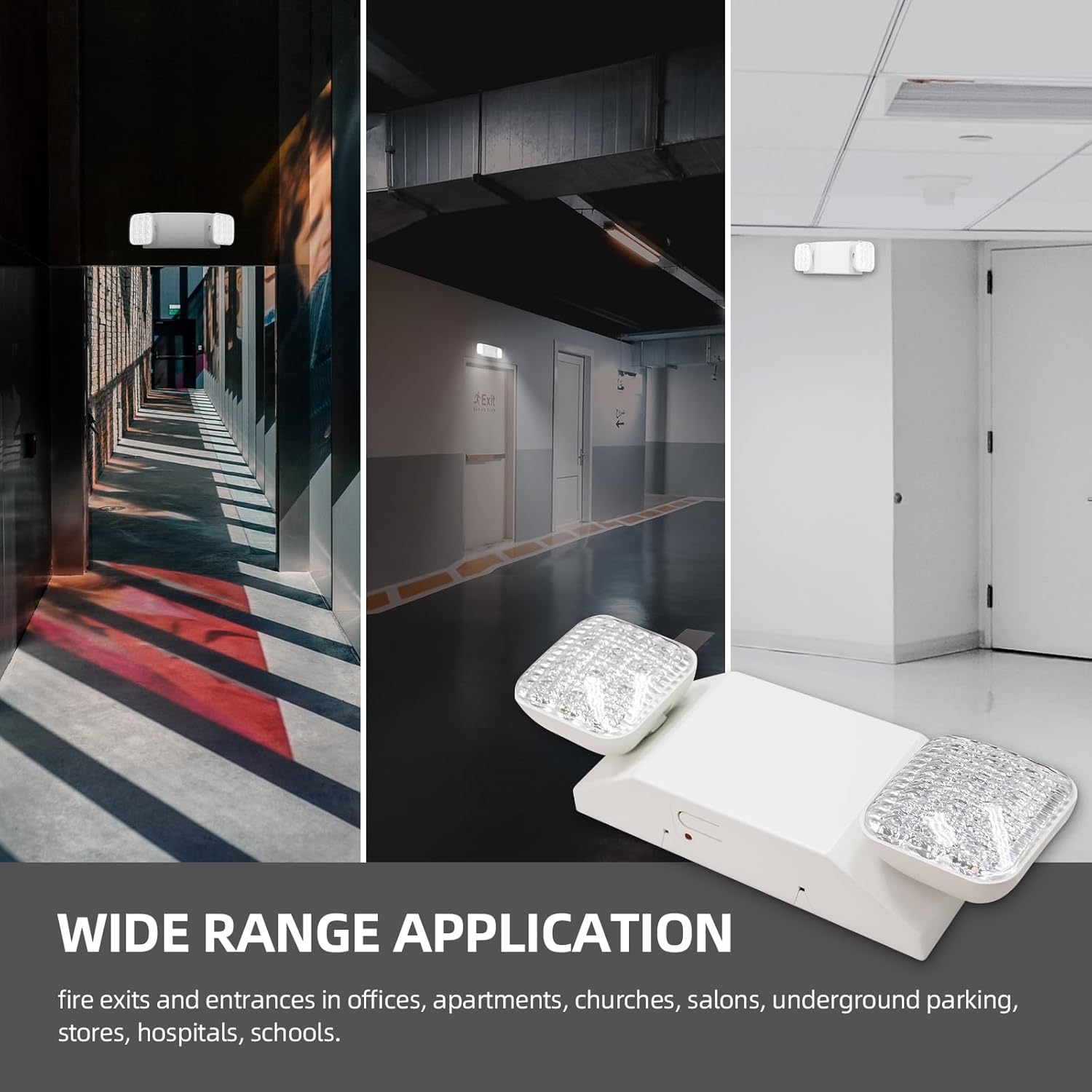 mw Smarton LED Emergency Exit Lighting with Dual Adjustable Heads and 90 Mins Back-Up Battery, 120-277 Voltage, Easy to Install, High Power LED Exit Sign, UL Listed. (2PK)