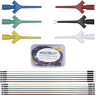 Test Lead Set, Mini Grabber Test Hook Clips Silicone Jumper Wires Cable for Logic Analyzer Electrical Testing, 60 V, 3A(6 Colors 18PCS)