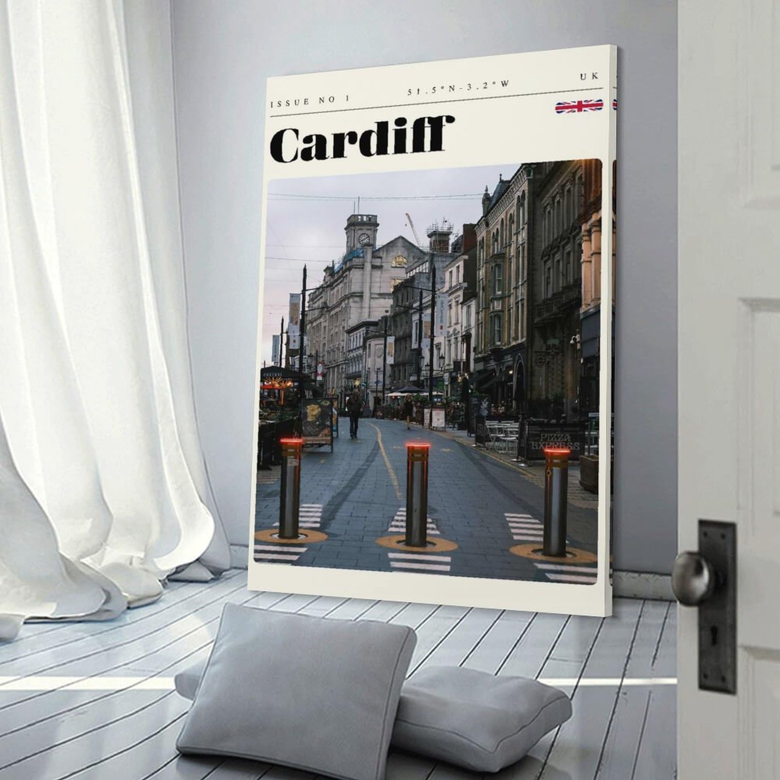 Junmoney Cardiff Wales Travel Art Decorative Wall Artwork 16x24inch(40x60cm), for Home Lounge, Bedroom Or Reading Nook, Easy Decor for Gallery Walls