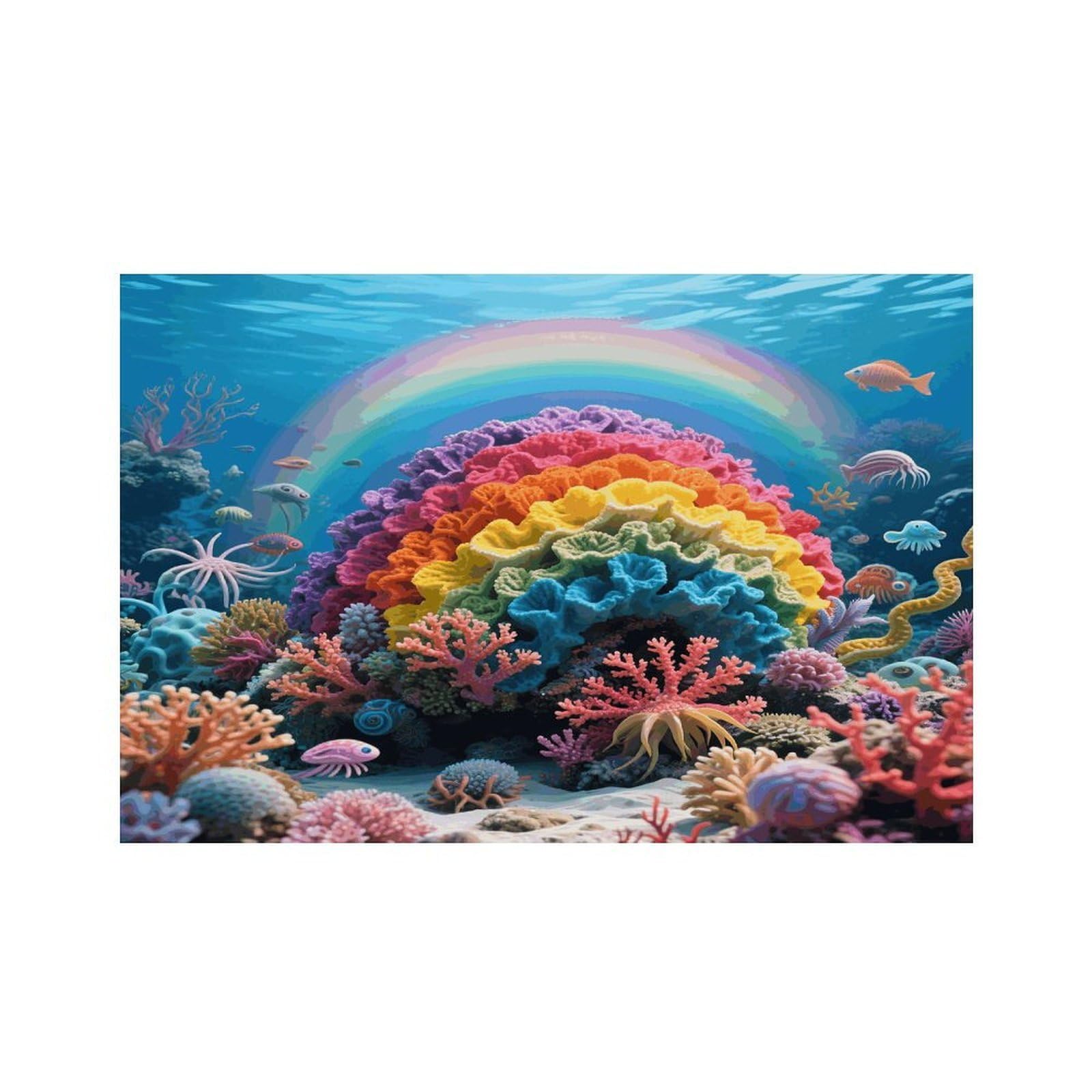 Rainbow Coral Reef Placemats Heat Resistant Non-Slip Place Mats Washable Wipeable Table Mat Kitchen Dining Table Decoration Placemats Indoor Outdoor Place Mats 17.7’’×11.8’’