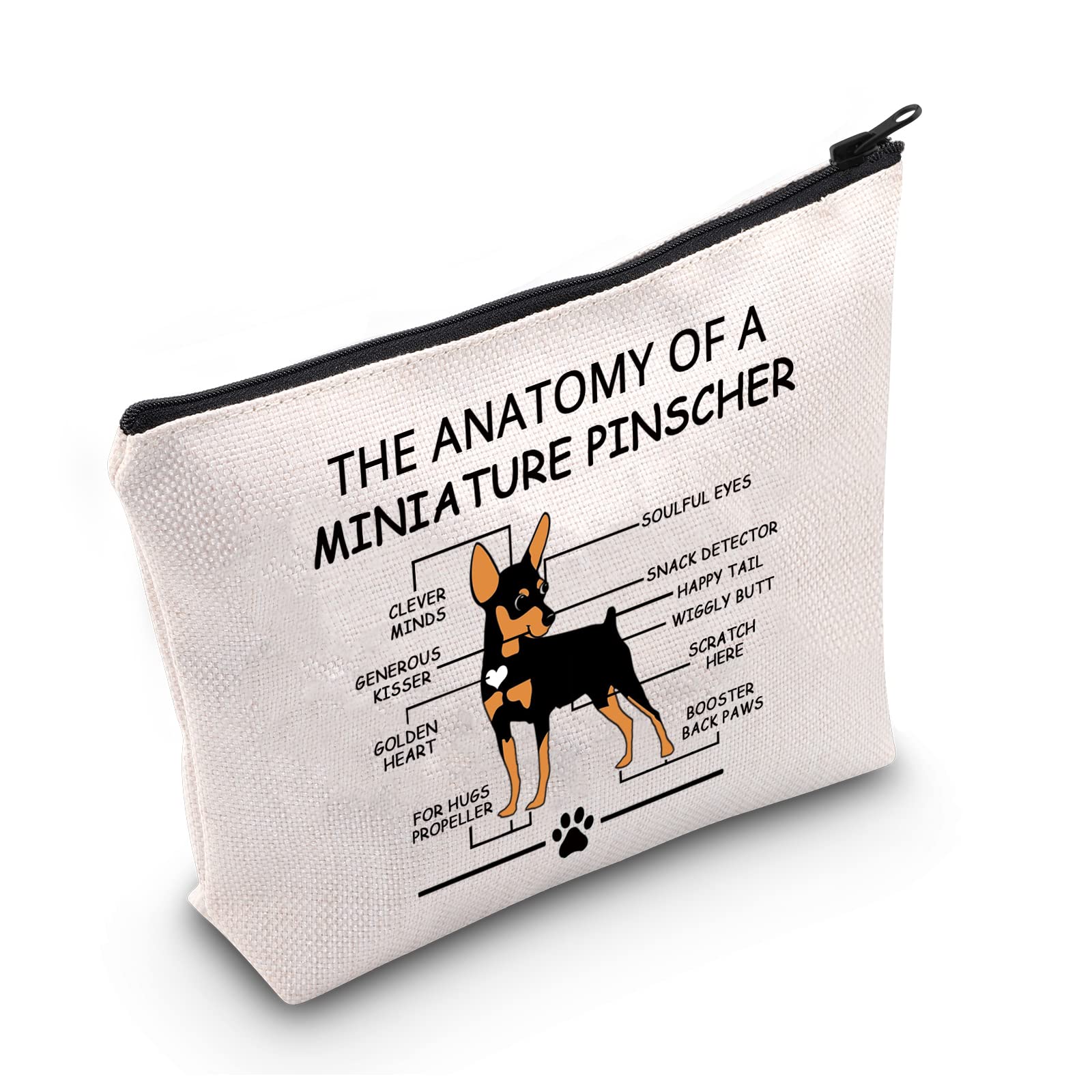 LEVLO Funny Miniature Pinscher Lovers Gifts - The Anatomy of A Pinscher Clever Minds Cosmetic Bags - Veterinary Mom Travel Toiletry Bags