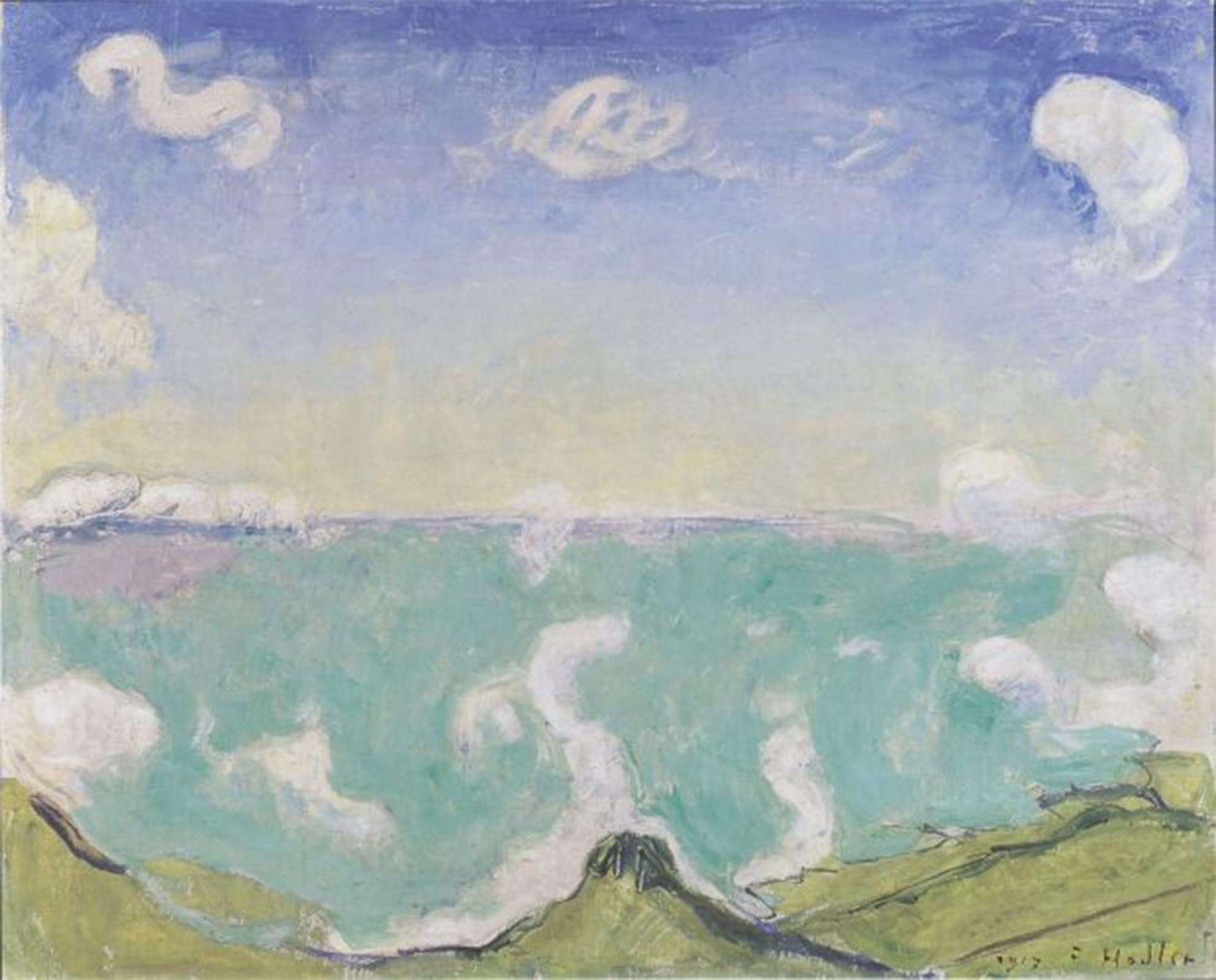 ARTXLXXBN Famous Painting Art Wall Decor Abstract Art Picture Landschaft Bei Caux Mit Aufsteigenden Wolken by Ferdinand Hodler Animal Pictures for Home Decor 60x90cm