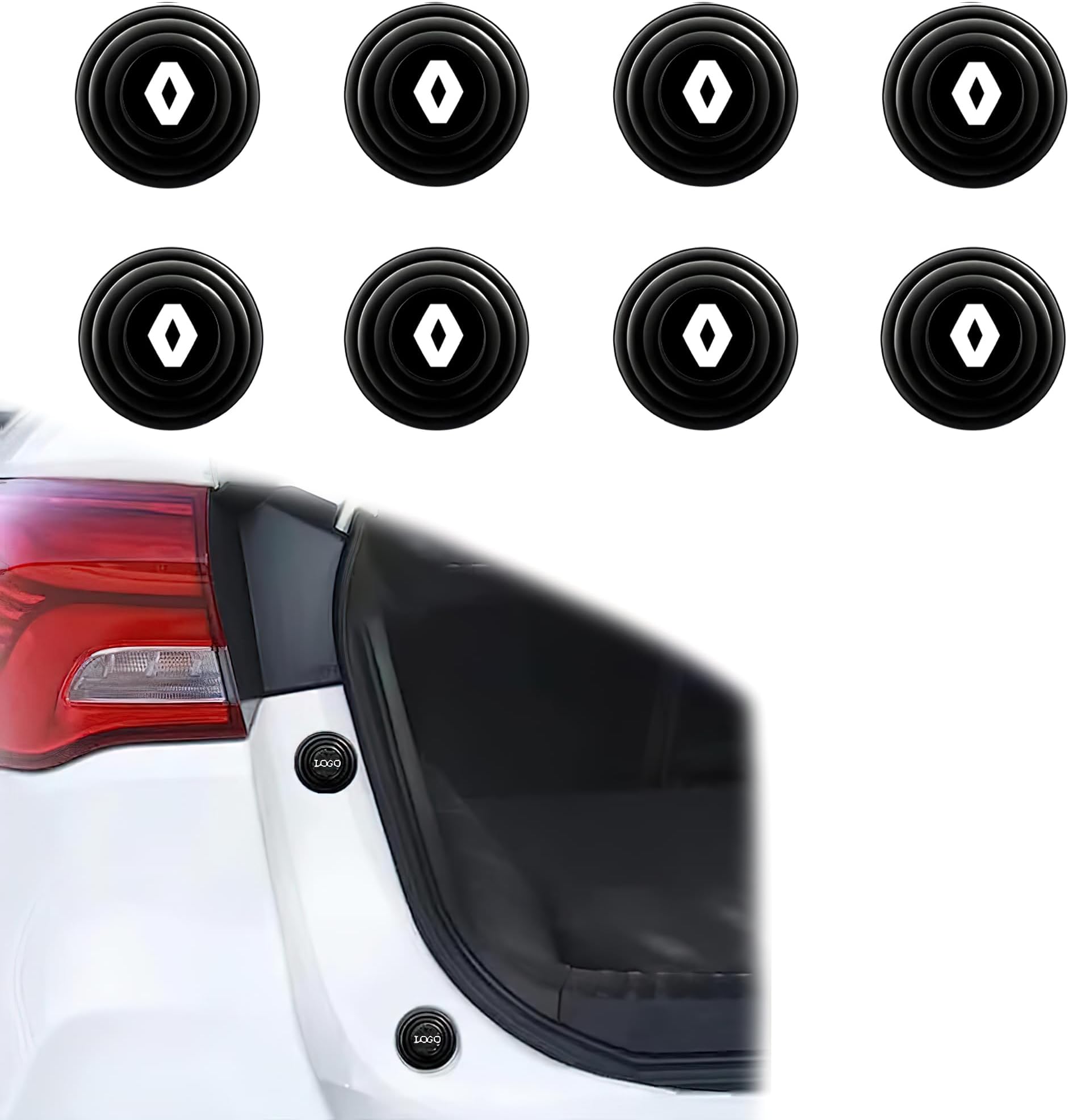 WISKA® 8Pcs Car Door Shock Absorber Protector Gasket Guard Edge Sticker Accessories for RENOULT Kwid | Triber | Kiger | Duster | Pulse | Lodgy | Capture