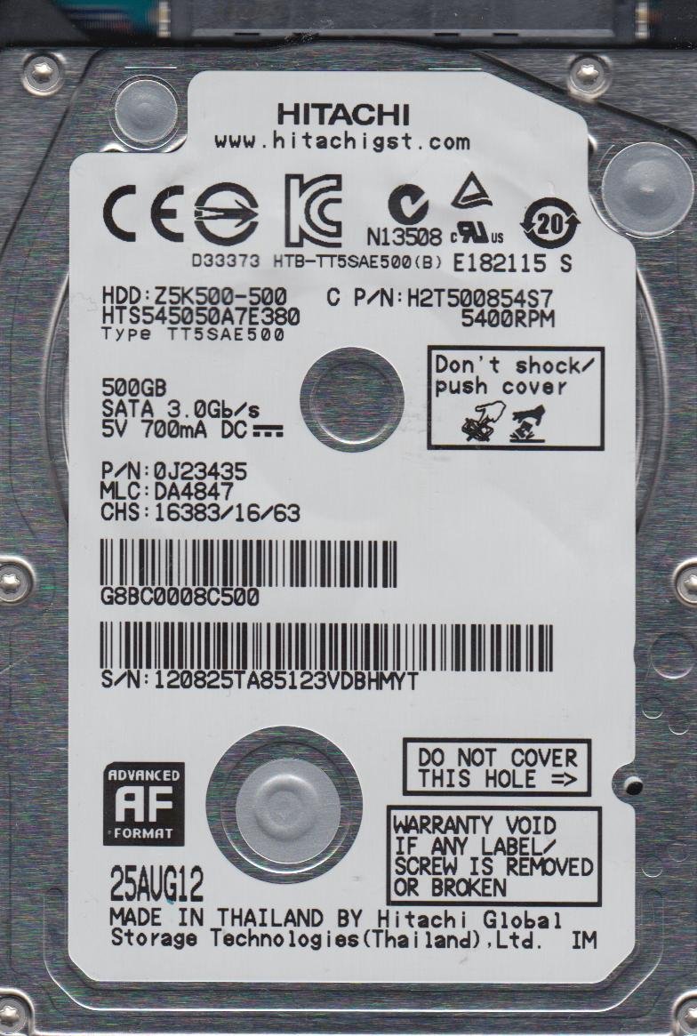 【中古】「非常に良い」hts545050?a7e380、PN 0j23435、MLC da5280、Hitachi 500?GB SATA 2.5ハードドライブ Amazon | hts545050 a7e380、PN 0j23435、MLC da4847、Hitachi 500 GB