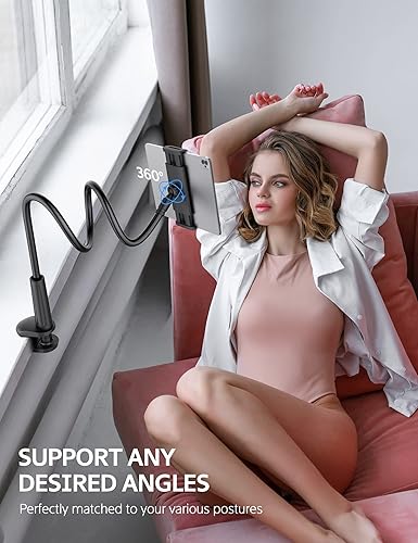 Miniatura 5 de SHAWE Soporte de teléfono con cuello de cisne, soporte flexible para tableta para cama, soporte de brazo perezoso ajustable 360 para iPad Air Pro