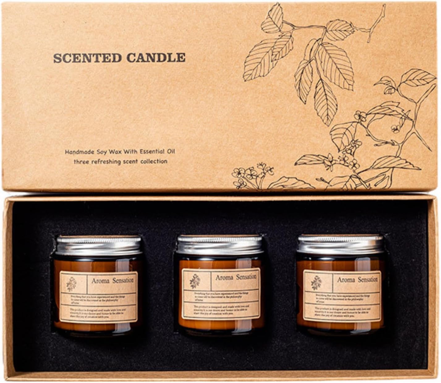 Scented Candle Set, Soy Wax Candles for Stress Relief and Home Decor