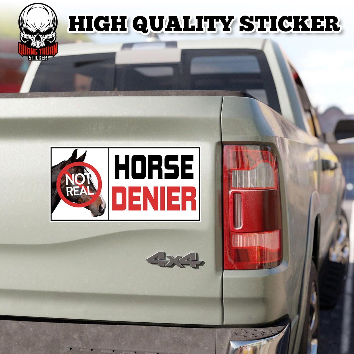 HOSALA (3Pcs - 7.5x3.75 In) Horse Denier Car Bumper Sticker, Funny Quirky Car Decal, Adult Humor Truck Minivan Trailer Vehicle Decoration, Teens Meme Car Accessories, Gift For Family, Friends