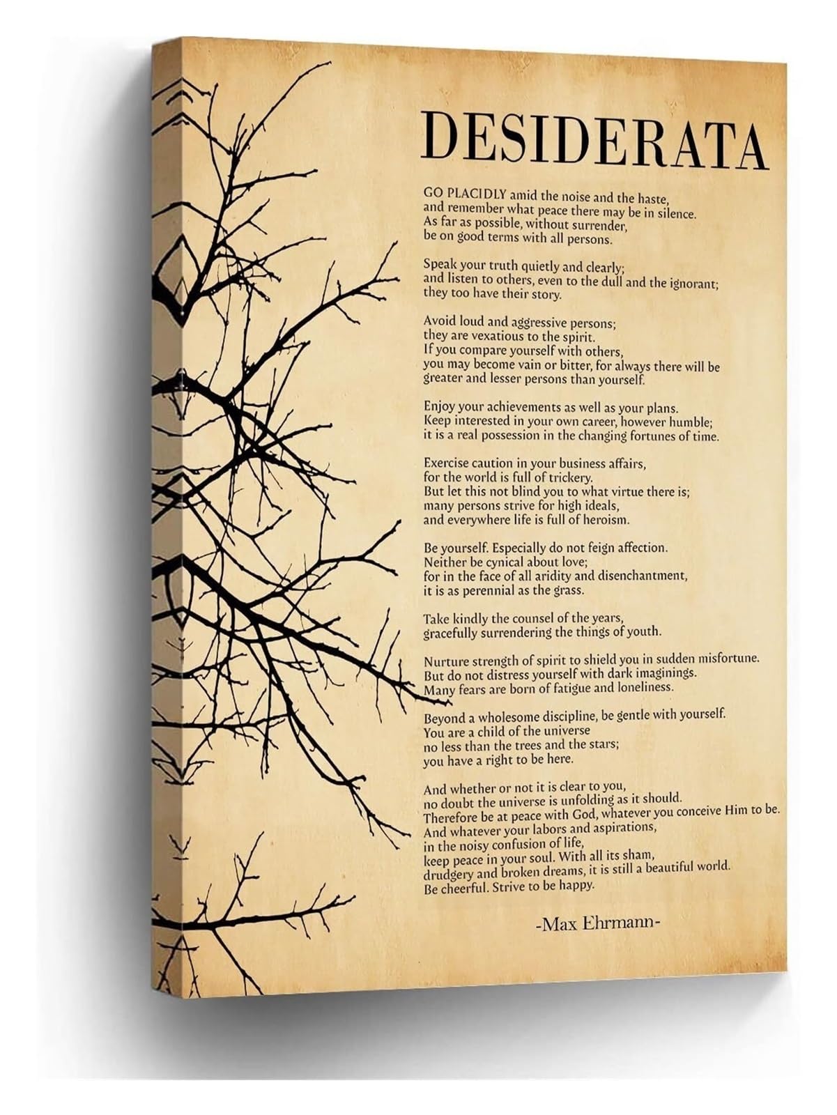 MDBJTCYZN Desiderata Poem Wall-Art poster Vintage Inspirational Quote Poster Motivational Office Decor for Bedroom Living Room poster(Unframed,12x18inch(30x45cm))