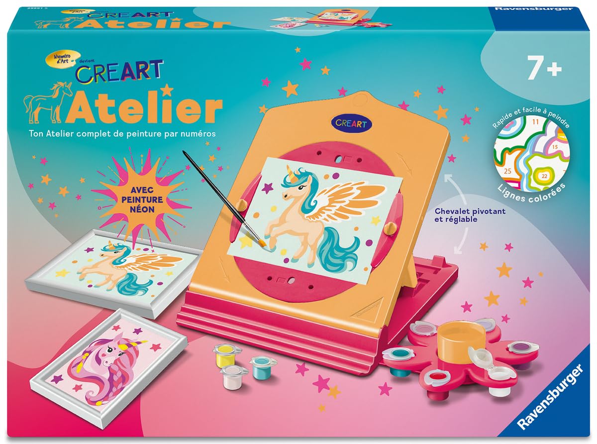 UYUYong Peinture Par Numéro Licorne – 2 Tableaux 20x20cm, Kits De Loisirs Créatifs Pour Enfants Dès 5 Ans, Avec Pigments Et Suspensions