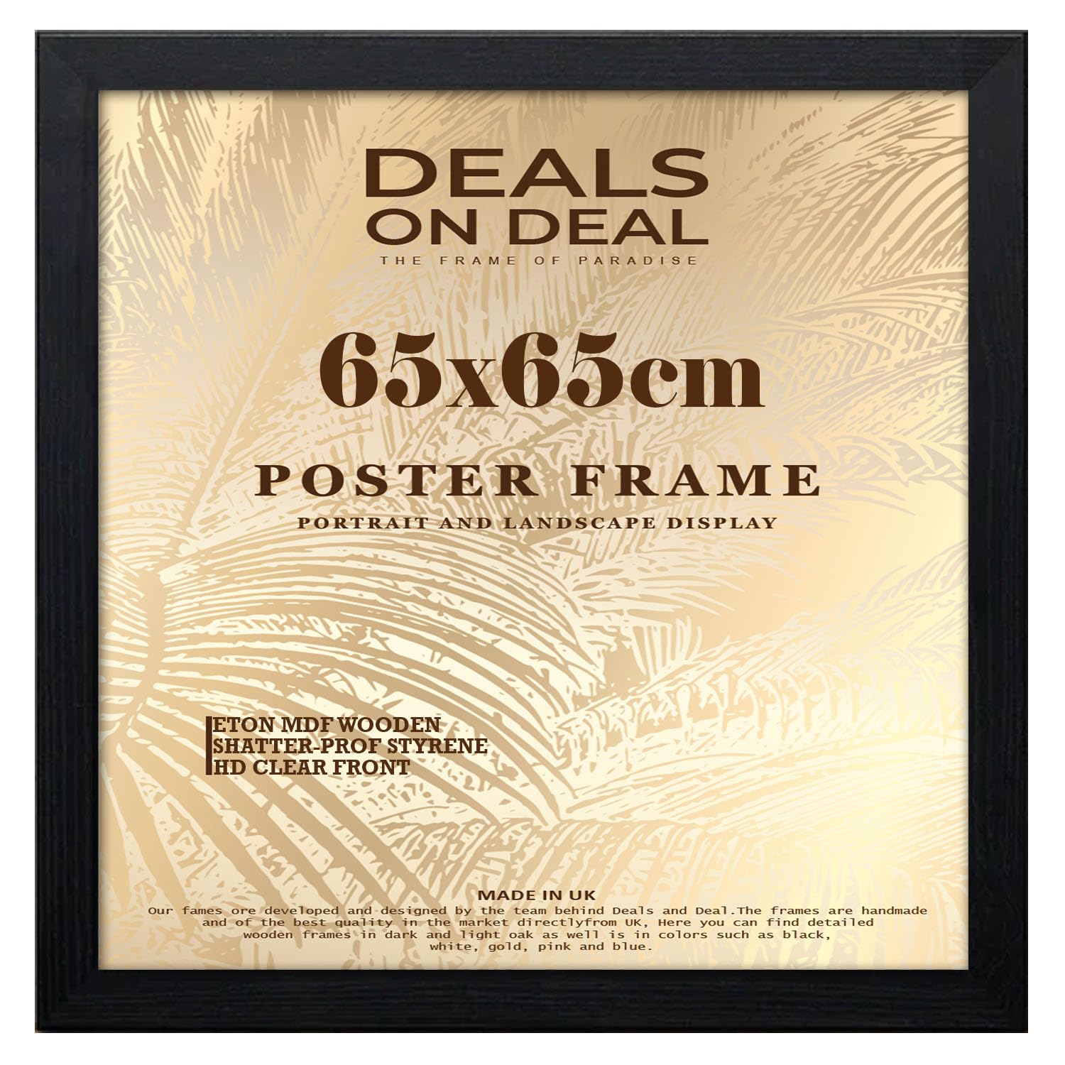 Deals on deal Classic Square 65x65cm Solid Eton Wooden Photo Picture Certificate Posters Frame Wood Wall Frames Clear Styrene Front Home/Office Decoration (65x65CM (25.6" x 25.6"), BLACK)