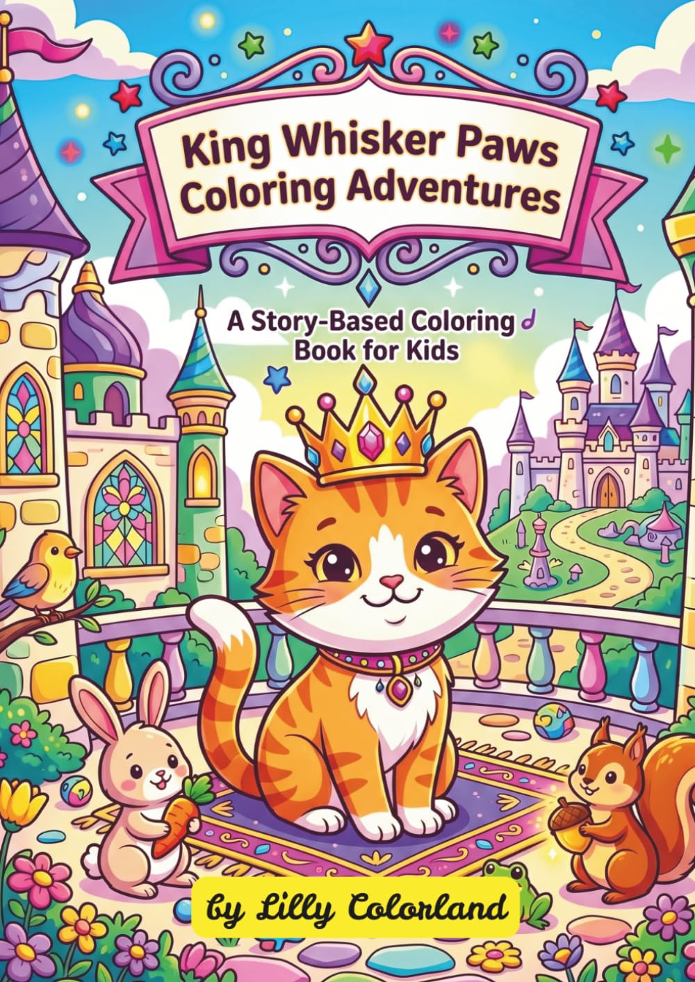 King Whisker Paws Coloring Adventures: Cute Cat Coloring Book for Kids Ages 3-8: Fun Kingdom Adventures with Animal Friends | Easy & Simple Coloring Pages for Toddlers & Preschoolers