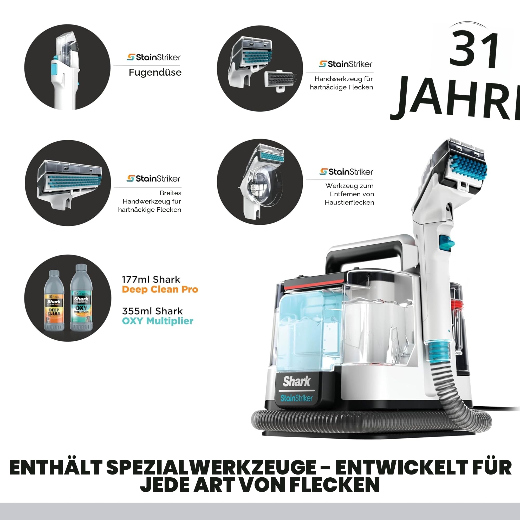 Shark PX200EUT StainStriker Fleckenreiniger mit 5 Aufsätze
