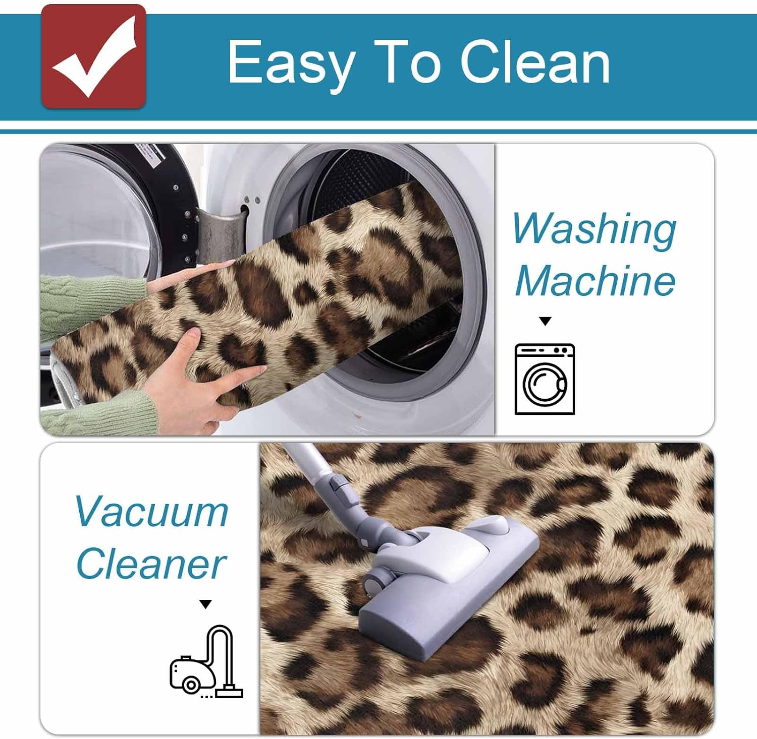 Retro Leopard Print Kitchen Mats Set of 2 Classic Brown Black Animal Fur Texture Non Slip Mat Washable Floor Rug for Kitchen Sink Floor Laundry, 15.7"x23.6"+15.7"x47.2"