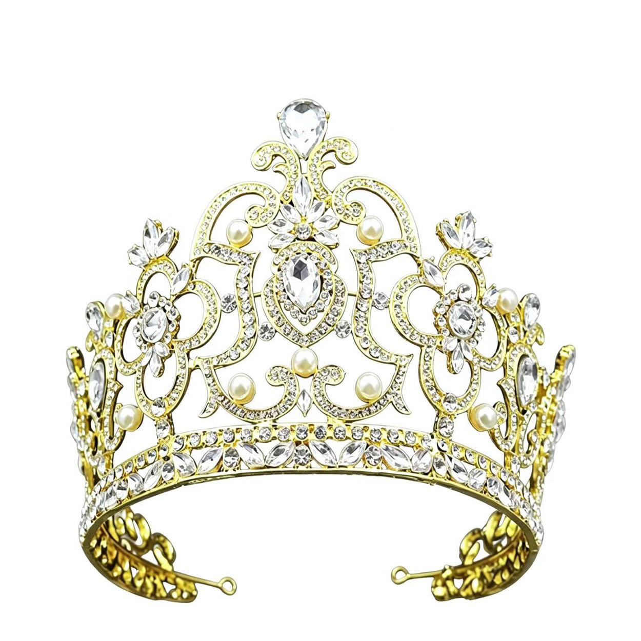New Rhinestones Bride tiara crown Pearl-embellished women's headpiece