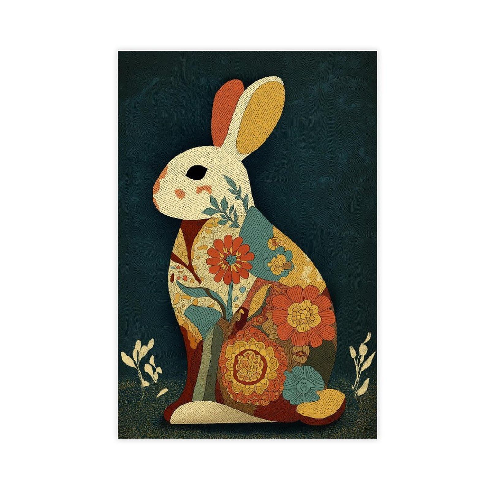 YWTJAX Rabbit Poster Canvas Poster for Living Room Decor Gift