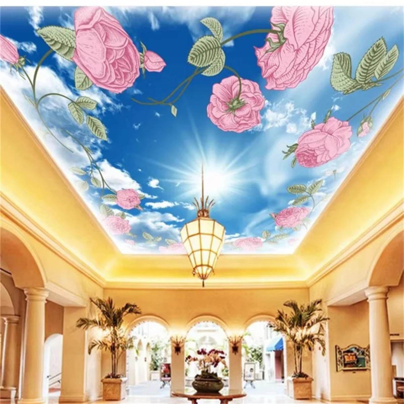 Papier peint PVC 3D de plafond décoratif pour salon au motif ciel