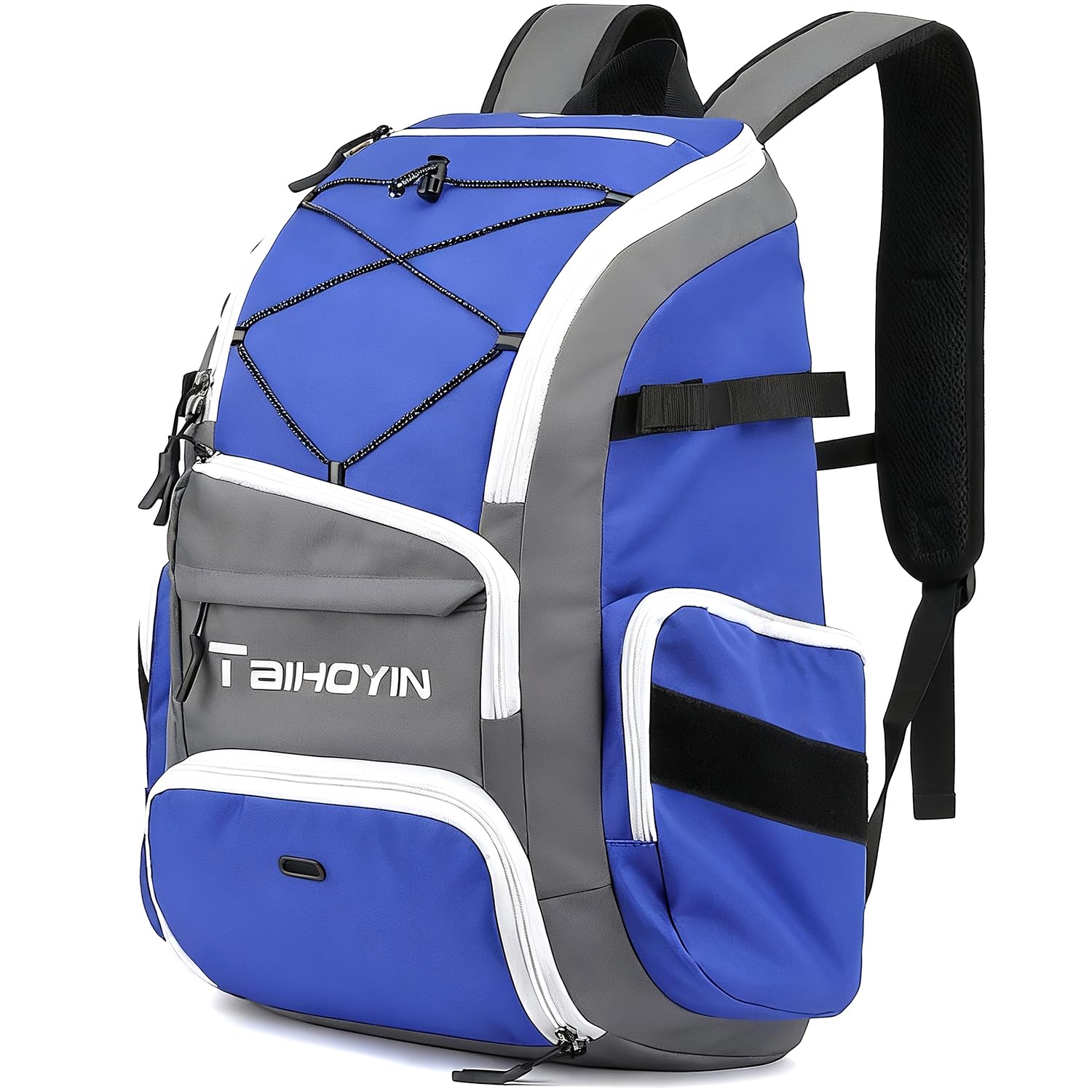 TAIHOYIN Sports Backpack for Men Women 35L Waterproof Gym Rucksack with Shoe Compartment Wet Pocket for Swimming Baseball Equipment for Adults Casual Daypack fit 15'' Laptop, Blue