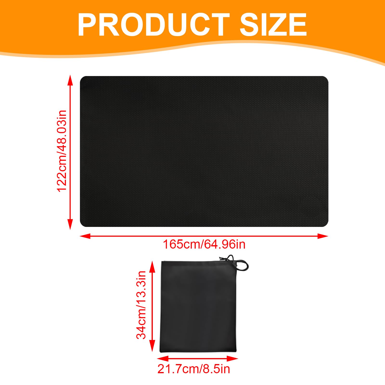 Alfombrilla Protectora para Barbacoa, 122×165 cm Plegable Base Ignífuga para Barbacoa, Resistente al Calor Hasta 2000 °F, Base Ignífuga, Estera IgníFuga para Barbacoa,Alfombrilla Protectora para Suelo