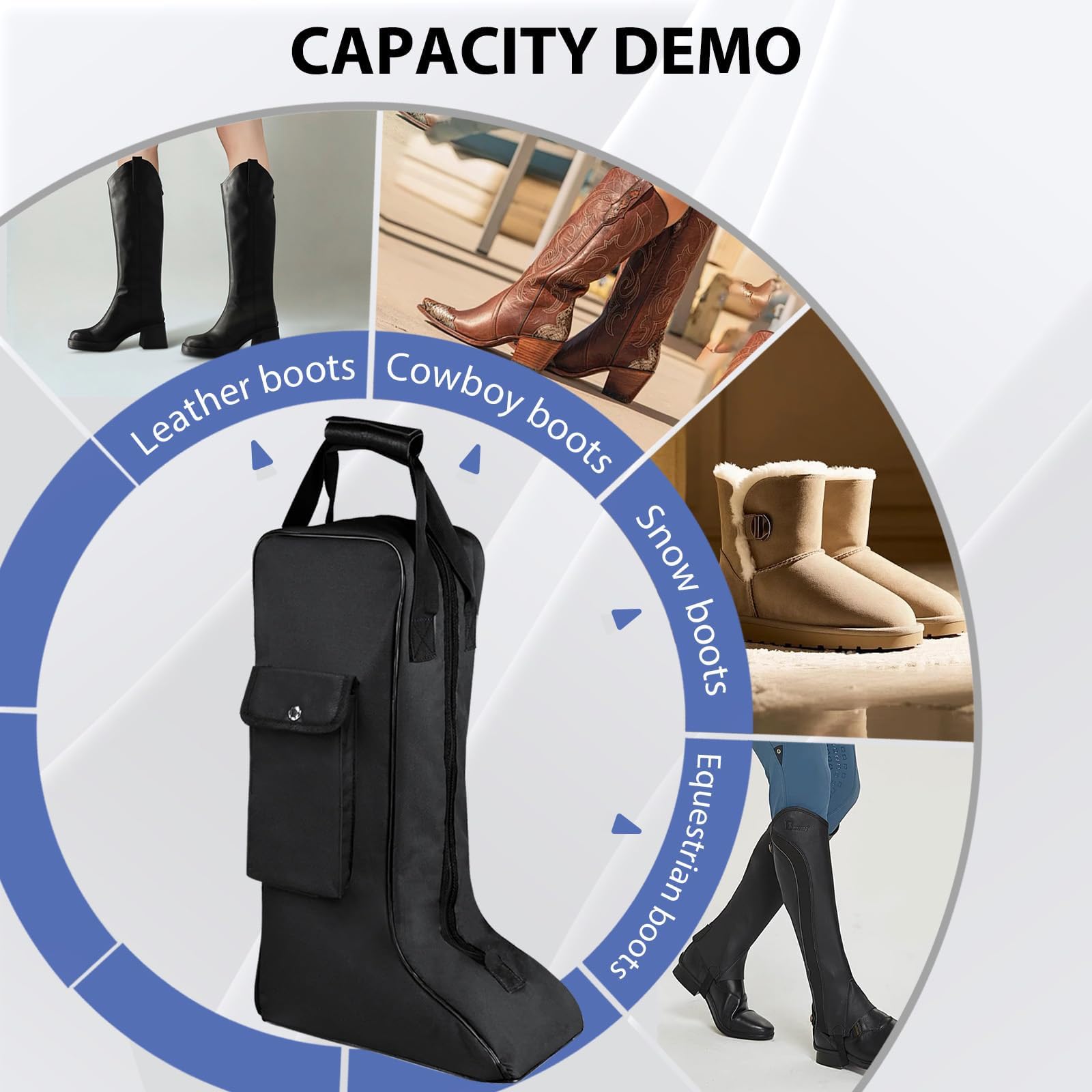 Bolsa de almacenamiento portátil de tela Oxford para botas de equitación para protección y fácil limpieza durante viajes y desplazamientos
